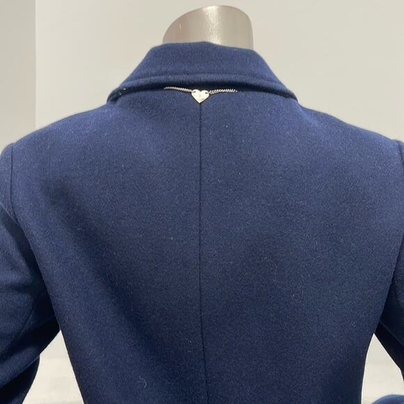 Blugirl Folies Women Wool Blend Pea Coat Blue Size 10 - Picture 7 of 16
